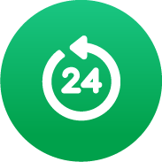 24 with arrow in a circle icon