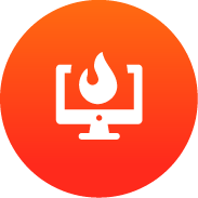 Laptop with flame icon